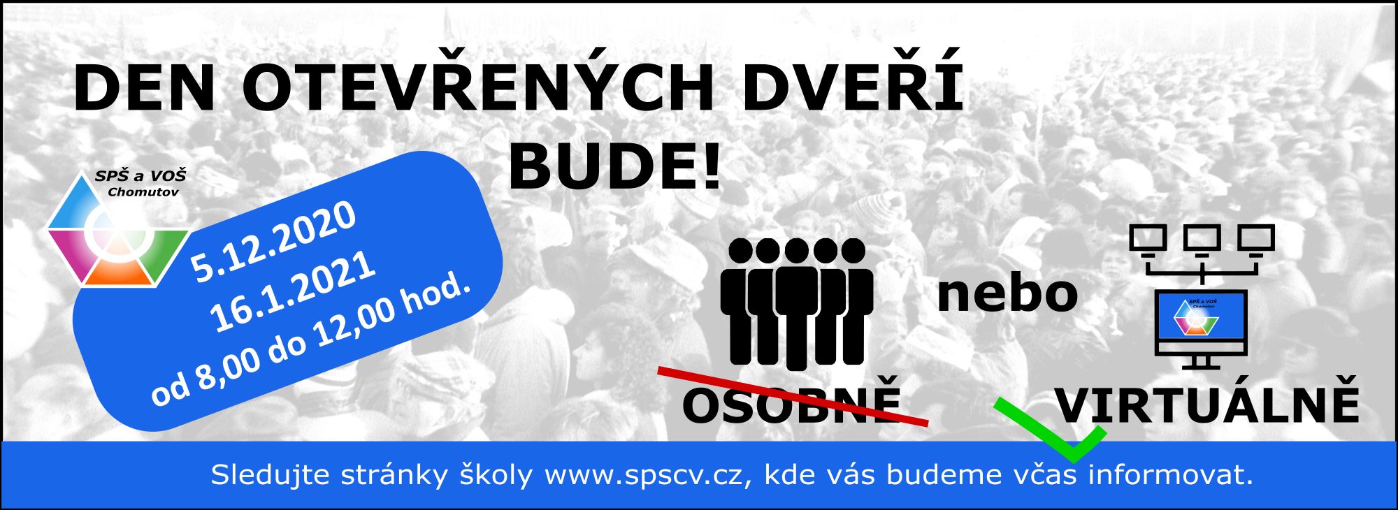 Den otevřených dveří osobně nebo on-line 5.12. a 16.1.